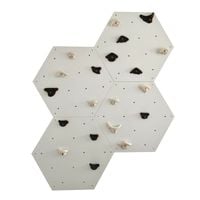 Ścianka wspinaczkowa sześciokątna 4x szara płyta + 20 białe/czarne uchwyty