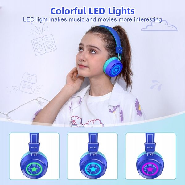 SŁUCHAWKI DLA DZIECI NEW BEE KH22B BEZPRZEWODOWE SKŁADANE LED BLUETOOTH 32h zdjęcie 9
