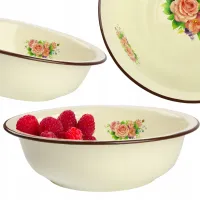 MISKA EMALIOWANA 30 CM NA ZUPĘ OWOCE WARZYWA EMALIA ZE WZOREM RETRO