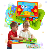 Edukacyjna Guzikowa Mozaika Układanka Kolorowe Obrazki Koraliki Zwierzątka