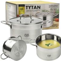 GARNEK Z SZKLANĄ POKRYWKĄ TYTAN 2,6L STAL NIERDZEWNA 18/10 INDUKCJA GAZ