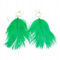 Kolczyki wiszące pióra marabuta zielone 17cm