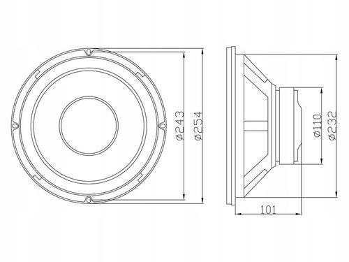 GŁOŚNIK BASOWY NISKOTONOWY WOOFER B-250 250MM 25CM 200W 10'' 8OHM na Arena.pl