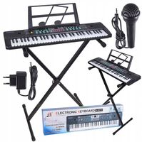 KEYBOARD ORGANY PIANINO DLA DZIECI DO NAUKI ZABAWY USB MP3 MIKROFON +STATYW