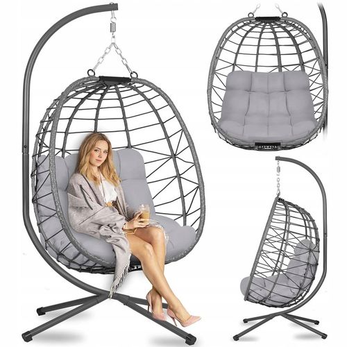 Fotel ogrodowy wiszący Tihuana szary + szare poduszki Sofotel na Arena.pl