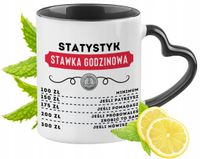 Kubek Czarny Z Uszkiem W Kształcie Serca Dla Statystyka Na Prezent