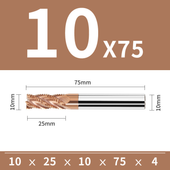 Frez trzpieniowy 4-ostrzowy VHM powłoka TiSiN "gryzak" Roz. Ø10x25x10Dx75L