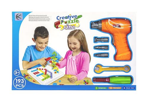 Puzzle konstrukcyjne w pudełku z narzędziami, 193 elementy na Arena.pl