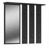Wieszak Ścienny Lustro Do Przedpokoju 6 Wieszaków April Czarny Mat