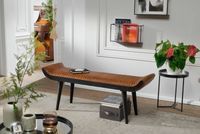 Ławka beżowa tapicerowana skóra siedzisko do przedpokoju 125 cm