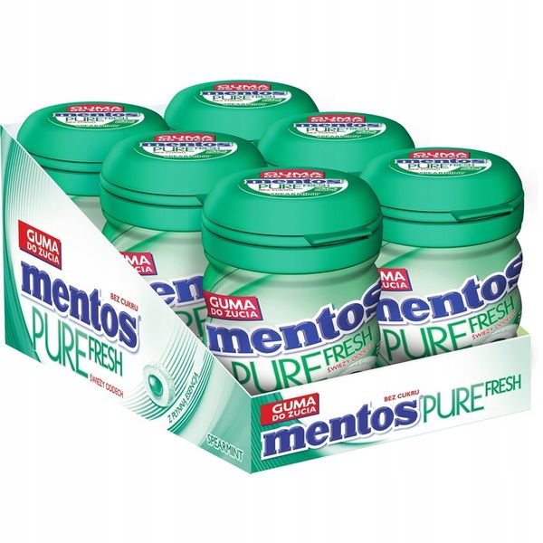Mentos Pure Fresh guma do żucia bez cukru Spearmint miętowa łagodna 6x60g zdjęcie 6