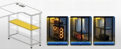 Biurko Gamingowe Narożne z półką i portem ładowania USB na Czarnym na Arena.pl