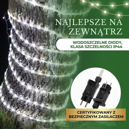 Wąż świetlny 480 Led zimny biały 21,5 m z programatorem IP44 na Arena.pl