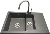 Zlewozmywak 1,5 komorowy z ociekaczem MILOS szary z prawym ociekaczem + bateria LAVO