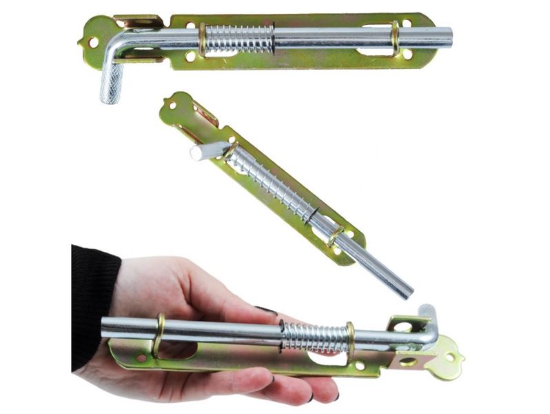 Zamek zasuwa rygiel do furtki bramy drzwi sprężyna zdjęcie 1