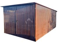 Blaszak Garaż Blaszany 3x7m Brama Dwuskrzydłowa Ciemny Brąz Dach Spad NB121