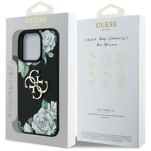 etui guess grained roses big 4g logo do  iphone 16 pro max czarny na Arena.pl