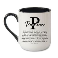 KUBEK Z IMIENIEM "PAULINA" Wzór - Elegant Coffee Czarny 330 ml