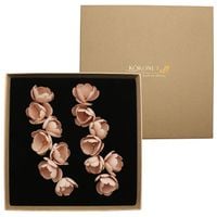 Kolczyki złote kwiatowe beżowe ROBIONE efektowne KOKONET 6-0022