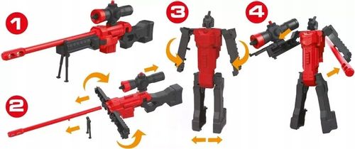 Karabin pistolet zabawka składana w robot EDDY TOYS 2w1 czerwony na Arena.pl