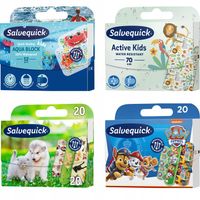 ZESTAW Opatrunki Plastry dla Dzieci z Opatrunkiem Woodoodporny Salvequick