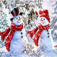 Haft diamentowy bałwanek zestaw boże narodzenie 5d