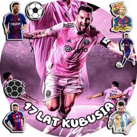 OPŁATEK NA TORT 20CM - PIŁKA NOŻNA MESSI + IMIĘ + ! 15CM 18CM