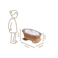 BUJANE ŁÓŻECZKO KOŁYSKA Z WIKLINY DLA LALEK Z POŚCIELĄ 46X28 H 20/25 CM