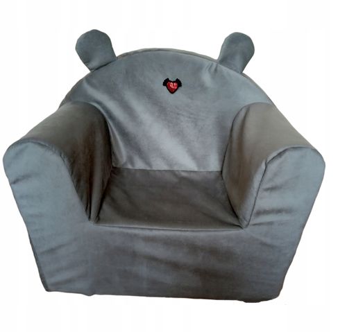 Fotelik z pianki dla dzieci pufa welur/plusz szary na Arena.pl