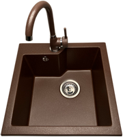 Zlewozmywak jednokomorowy NUMO brąz metalik + bateria NOON