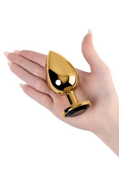 Gold anal plug TOYFA Metal with pink round-shaped gem zdjęcie 5