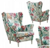 Fotel uszak skandynawski jasna monstera tropikalne liści Print Family Meble