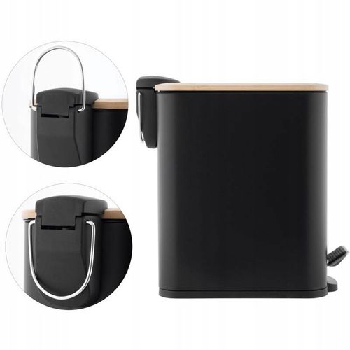 Kosz na śmieci łazienkowy 5l bambus WOLNY OPAD do łazienki WC czarny kuchni na Arena.pl