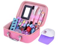 RÓŻOWY KUFEREK Z KOSMETYKAMI DO MAKIJAŻ PAZNOKCIE