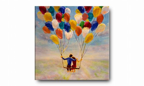 OBRAZ NA PŁÓTNIE 078 Para na balonach 30x30cm na Arena.pl