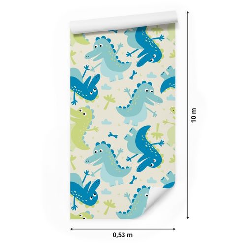 Tapeta Ścienna Dla Dzieci DINOZAURY Drzewa Chmurki na Arena.pl