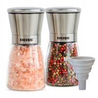 Deiss PRO Zestaw młynków do pieprzu i soli, 2 ręczne młynki i mały