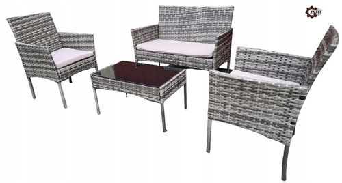 Zestaw Mebli Ogrodowych HDM technorattan Garden szary 4 el. Balkon meble na Arena.pl