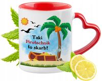 Kubek Czerwony Z Uszkiem W Kształcie Serca Dla Pirotechnika Na Prezent