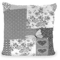 Poszewka z kory 40x40 szara patchwork serca motyle kwiaty