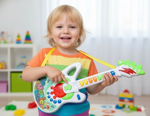 Interaktywna gitara muzyczna zabawka dla dzieci świeci melodie 8klawiszy na Arena.pl