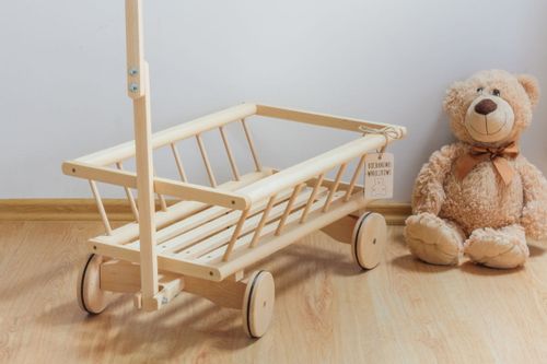 Duży, drewniany wózek drabiniasty - gumowane koła na Arena.pl