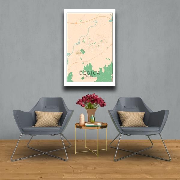 Dębica mapa kolorowa - obraz na płótnie 20x30 cm zdjęcie 2