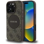 Etui Guess 4G Circle Classic Logo MagSafe do iPhone 16 Pro brązowy