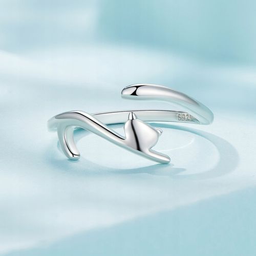 PIERŚCIONEK SREBRNY 925 KOT REGULOWANY PRZYTULANIE SREBRO 925 na Arena.pl