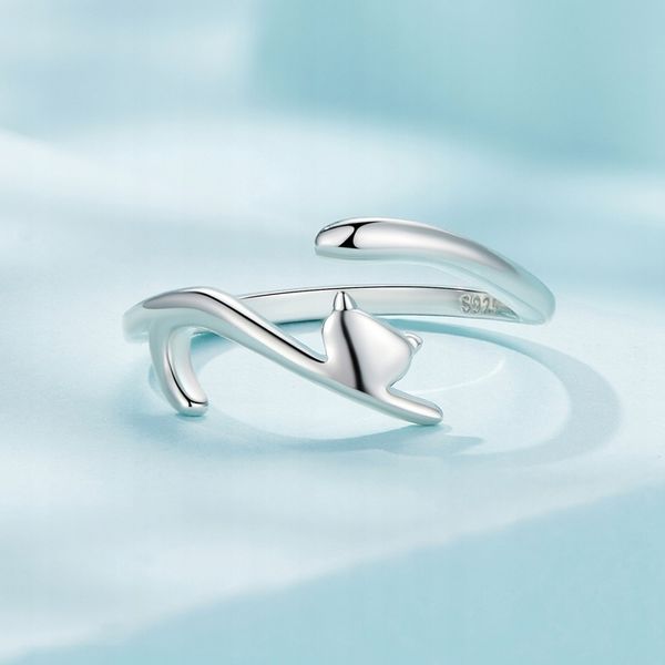 PIERŚCIONEK SREBRNY 925 KOT REGULOWANY PRZYTULANIE SREBRO 925 zdjęcie 14