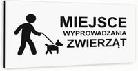 Tabliczka informacyjna BIAŁA z dibondu MIEJSCE WYPROWADZANIA ZWIERZĄT