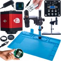 MIKROSKOP CYFROWY STABILNY KAMERA HDMI RED SILIKONOWA MATA ŻELAZNA PODSTAWA