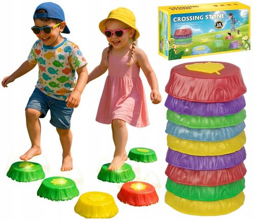 KAMIENIE BALANSUJĄCE SWIECĄCE TRENING RÓWNOWAGI SENSORYCZNE OGRODOWE 10szt. na Arena.pl