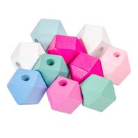 Drewniane korale geometryczne DIAMENTY 12mm 10szt.
